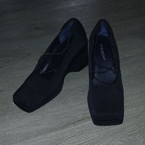 Reaction Kenneth Cole black block 3.25" heel square toe Sz 7.5 NWOT
